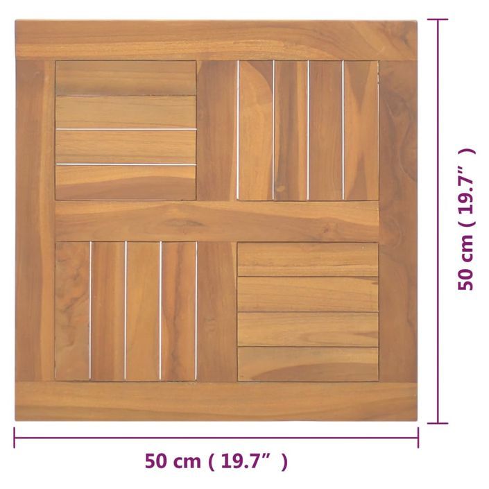 Dessus de table carré 50x50x2,5 cm Bois de teck massif - Photo n°6