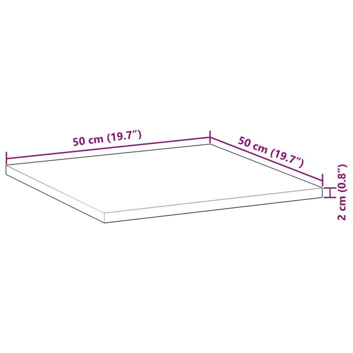 Dessus de table carré 50x50x2 cm bois massif d'acacia - Photo n°9