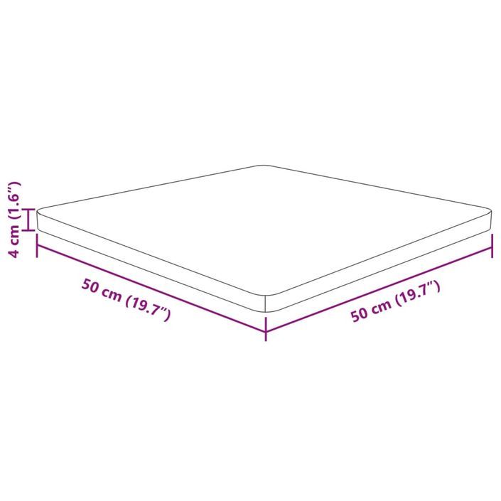 Dessus de table carré 50x50x4 cm Bois chêne massif non traité - Photo n°4