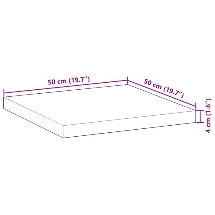 Dessus de table carré 50x50x4 cm bois massif d'acacia - Photo n°9