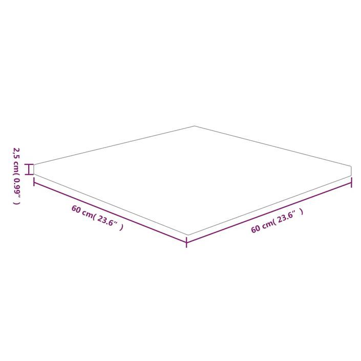 Dessus de table carré 60x60x2,5 cm Bois chêne massif non traité - Photo n°4