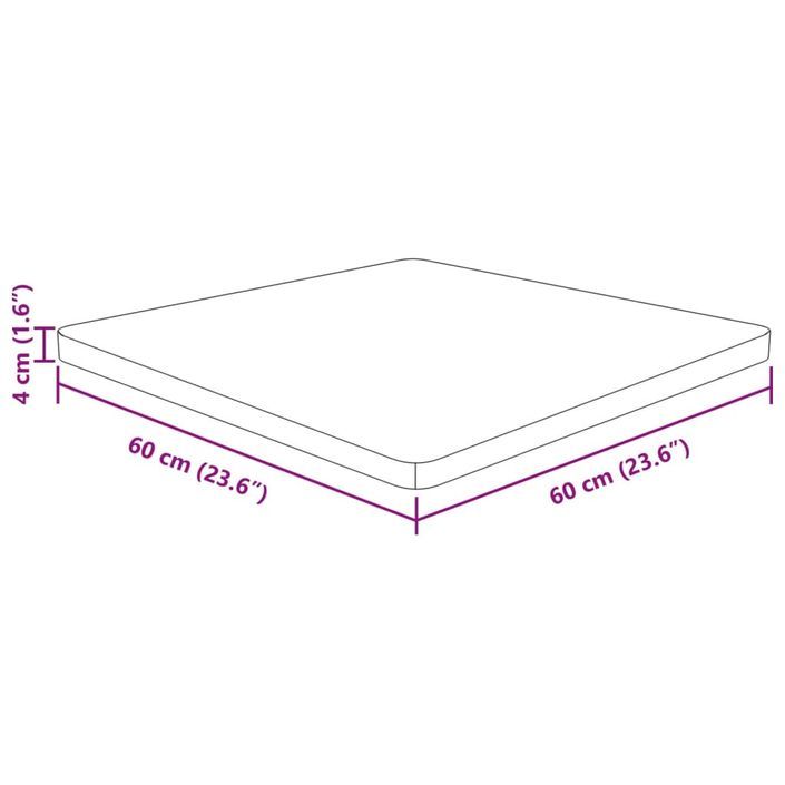 Dessus de table carré 60x60x4 cm Bois chêne massif non traité - Photo n°4