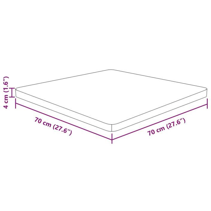 Dessus de table carré 70x70x4 cm Bois chêne massif non traité - Photo n°4