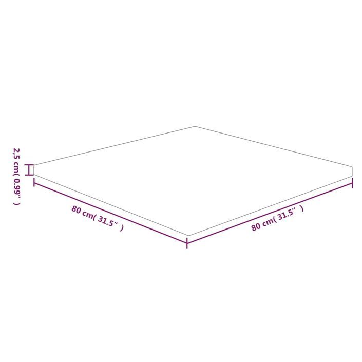 Dessus de table carré 80x80x2,5 cm Bois chêne massif non traité - Photo n°4