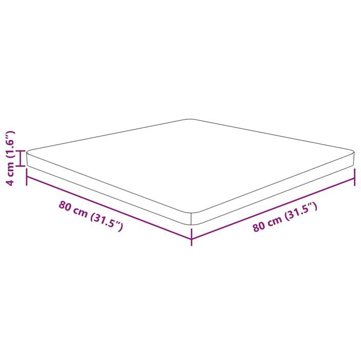 Dessus de table carré 80x80x4 cm Bois chêne massif non traité - Photo n°4