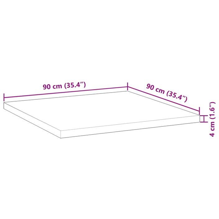 Dessus de table carré 90x90x4 cm bois massif d'acacia - Photo n°9