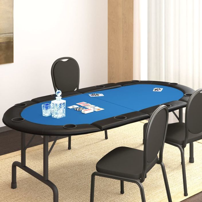 Dessus de table de poker pliable 10 joueurs Bleu 208x106x3 cm - Photo n°1