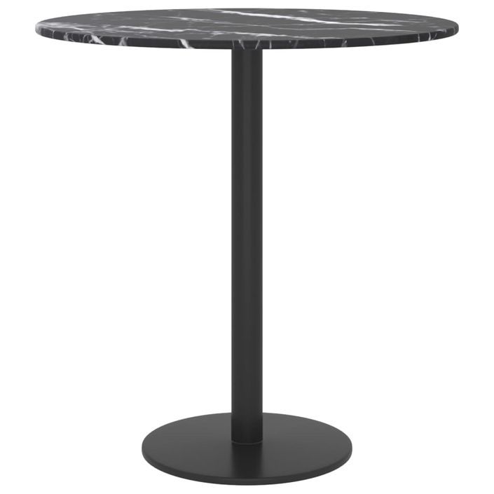 Dessus de table Noir Ø40x0,8 cm Verre trempé avec design marbre - Photo n°2
