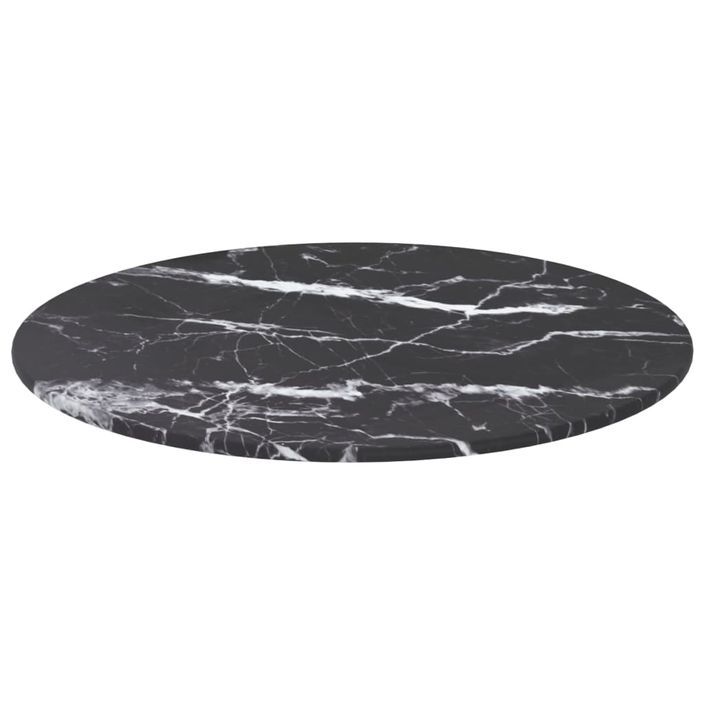 Dessus de table Noir Ø40x0,8 cm Verre trempé avec design marbre - Photo n°3