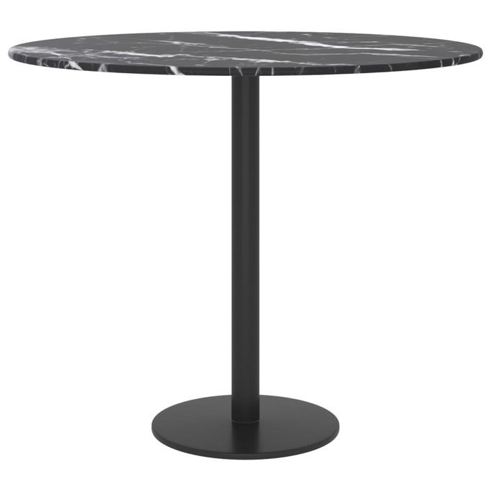 Dessus de table Noir Ø50x0,8 cm Verre trempé avec design marbre - Photo n°2