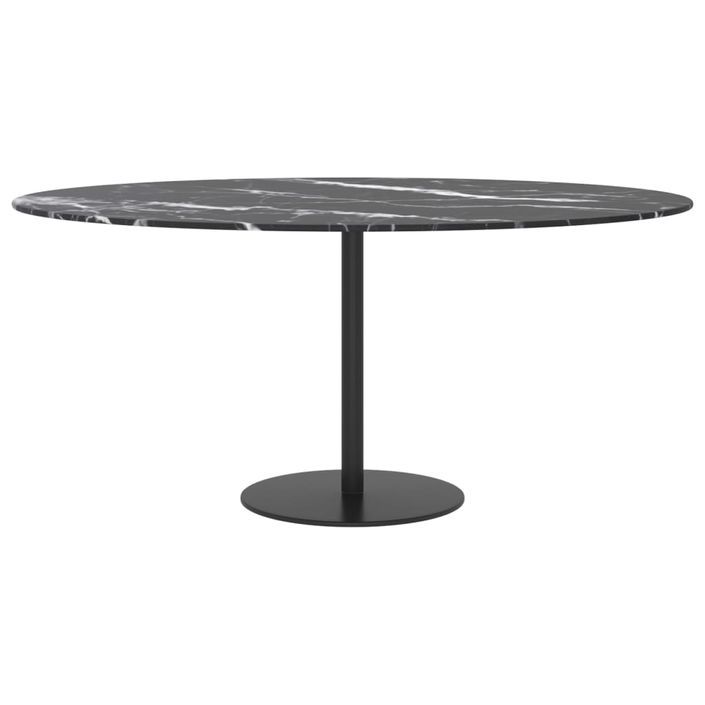 Dessus de table Noir Ø90x1cm Verre trempé avec design de marbre - Photo n°2