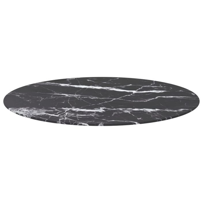 Dessus de table Noir Ø90x1cm Verre trempé avec design de marbre - Photo n°3