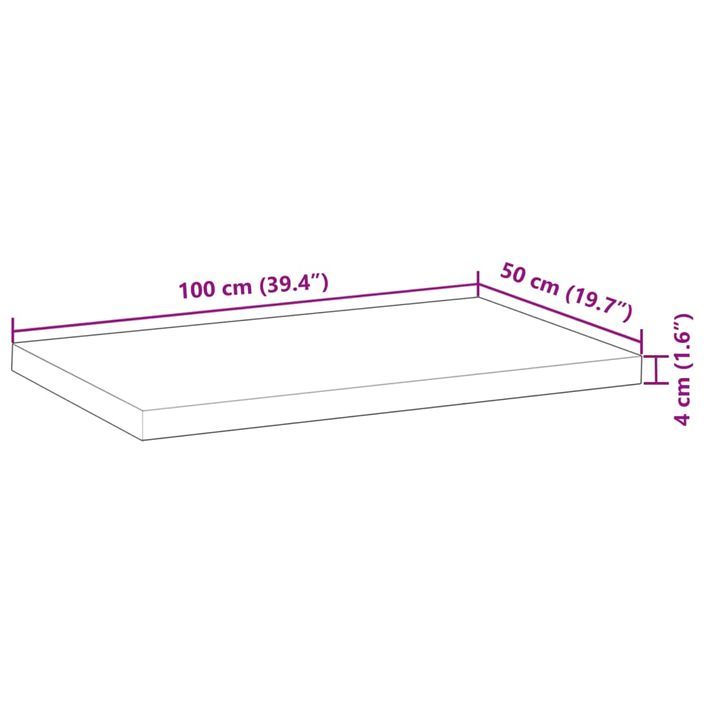 Dessus de table rectangulaire 100x50x4 cm bois massif d'acacia - Photo n°9