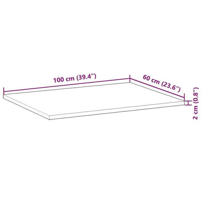 Dessus de table rectangulaire 100x60x2 cm bois massif d'acacia - Photo n°9