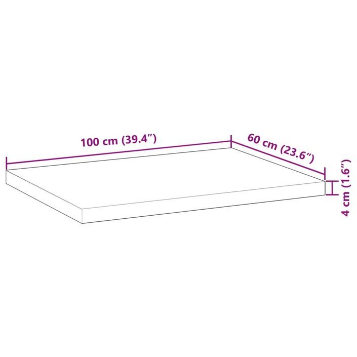 Dessus de table rectangulaire 100x60x4 cm bois massif d'acacia - Photo n°9