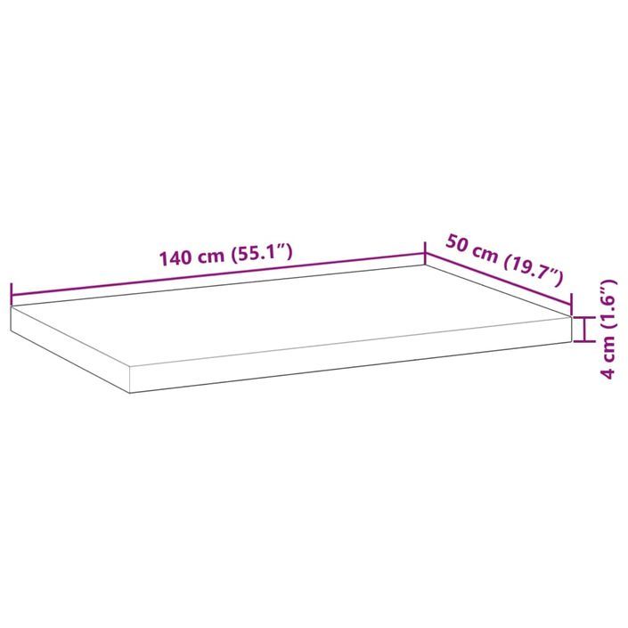 Dessus de table rectangulaire 140x50x4 cm bois massif d'acacia - Photo n°9