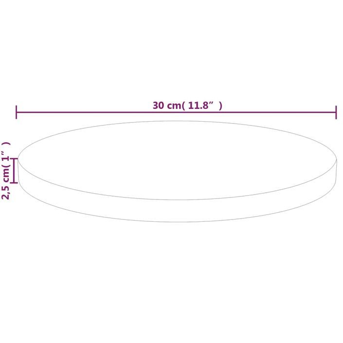 Dessus de table rond Ø30x2,5 cm Bois de chêne massif non traité - Photo n°4