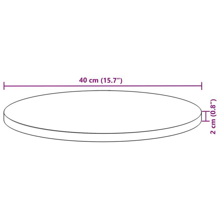 Dessus de table rond Ø40x2 cm bois massif d'acacia - Photo n°9