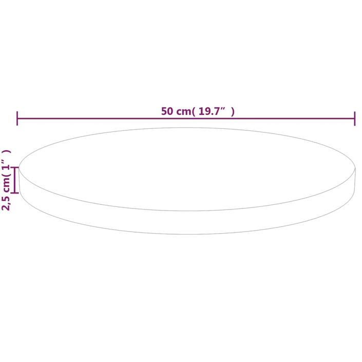 Dessus de table rond Ø50x2,5 cm Bois de chêne massif non traité - Photo n°4