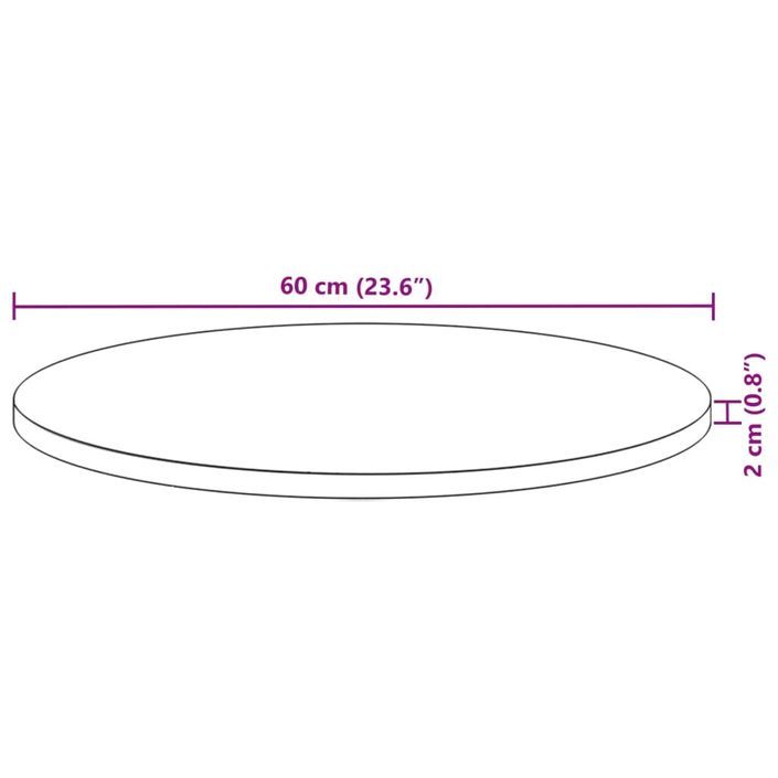 Dessus de table rond Ø60x2 cm bois massif d'acacia - Photo n°9