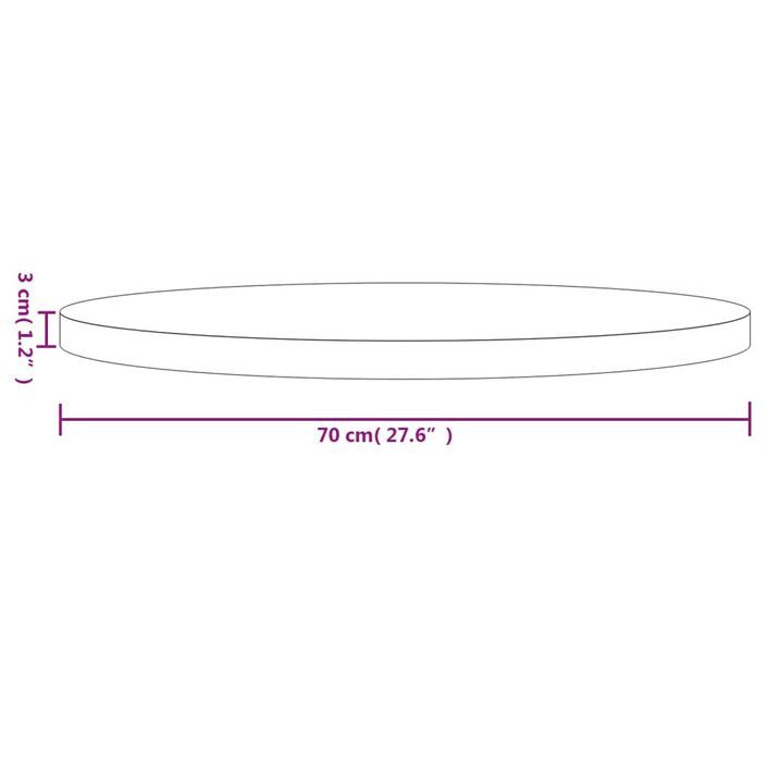 Dessus de table rond Ø70x3 cm bois de pin massif - Photo n°7