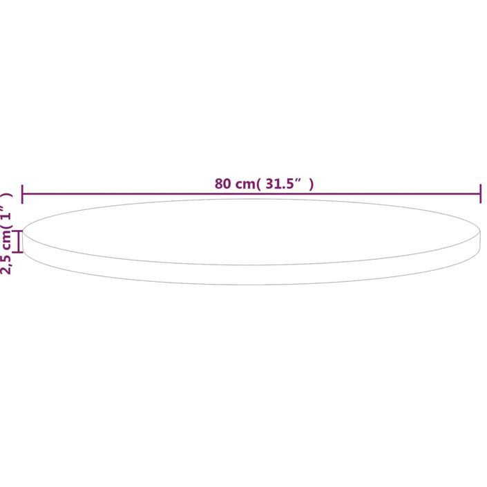 Dessus de table rond Ø80x2,5 cm Bois de chêne massif non traité - Photo n°4