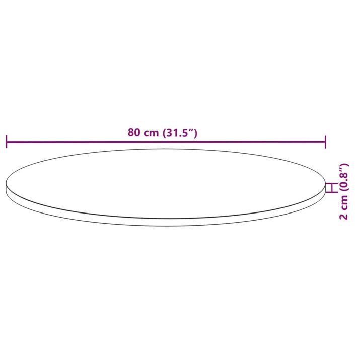 Dessus de table rond Ø80x2 cm bois massif d'acacia - Photo n°9