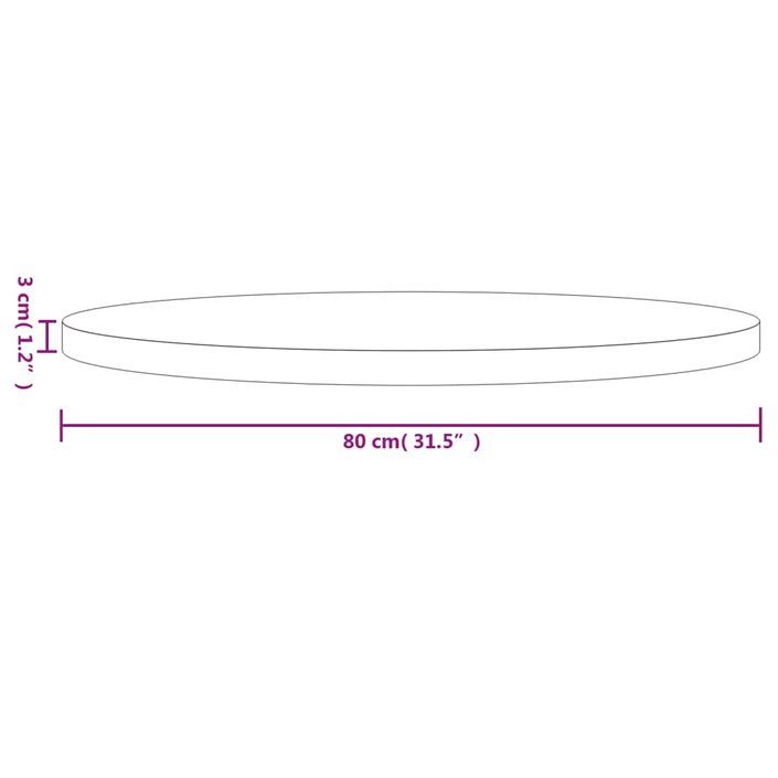 Dessus de table rond Ø80x3 cm bois de pin massif - Photo n°7