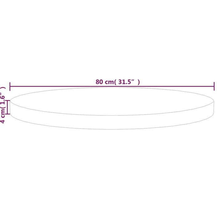 Dessus de table rond Ø80x4 cm Bois de chêne massif non traité - Photo n°4