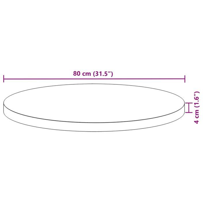 Dessus de table rond Ø80x4 cm bois massif d'acacia - Photo n°9