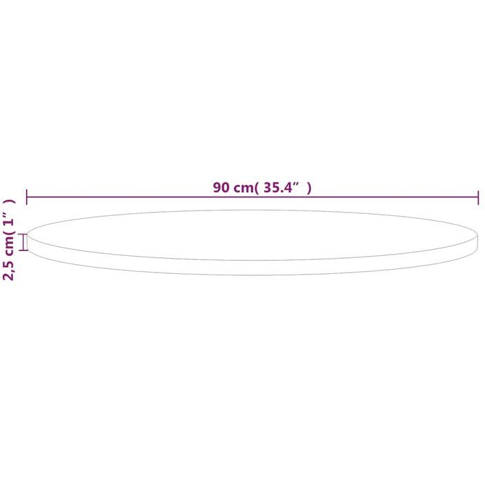 Dessus de table rond Ø90x2,5 cm Bois de chêne massif non traité - Photo n°4