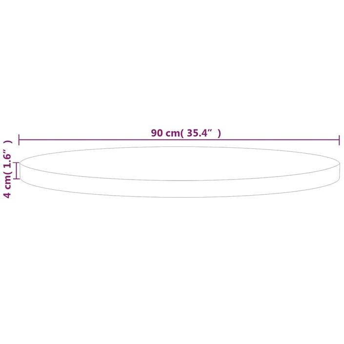 Dessus de table rond Ø90x4 cm Bois de chêne massif non traité - Photo n°4