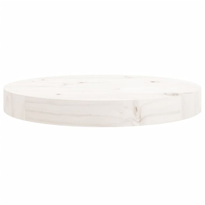 Dessus de table rond blanc Ø30x3 cm bois de pin massif - Photo n°4