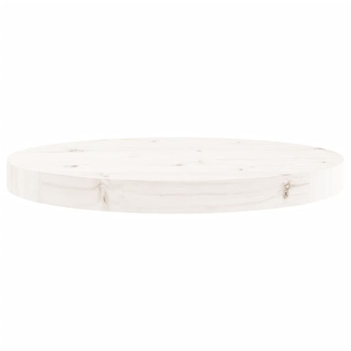 Dessus de table rond blanc Ø40x3 cm bois de pin massif - Photo n°4