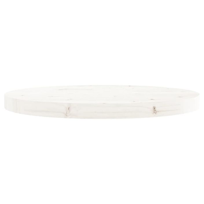 Dessus de table rond blanc Ø50x3 cm bois de pin massif - Photo n°3