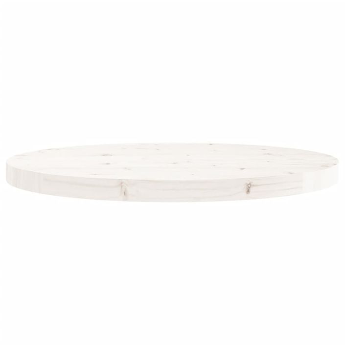 Dessus de table rond blanc Ø60x3 cm bois de pin massif - Photo n°4