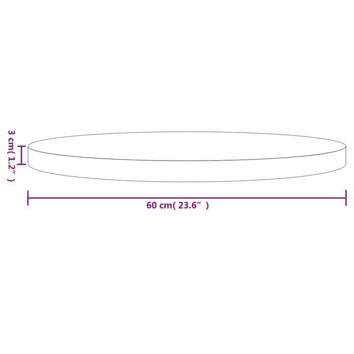 Dessus de table rond blanc Ø60x3 cm bois de pin massif - Photo n°7