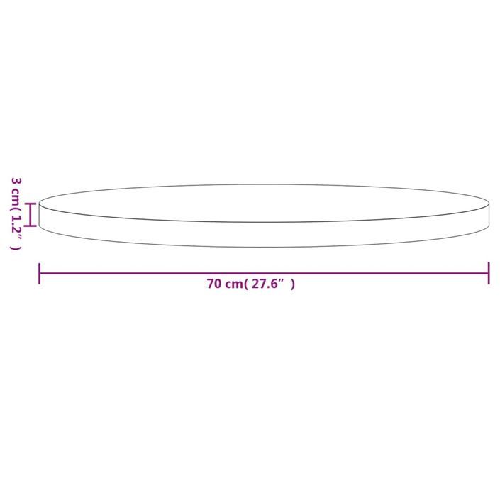 Dessus de table rond blanc Ø70x3 cm bois de pin massif - Photo n°7