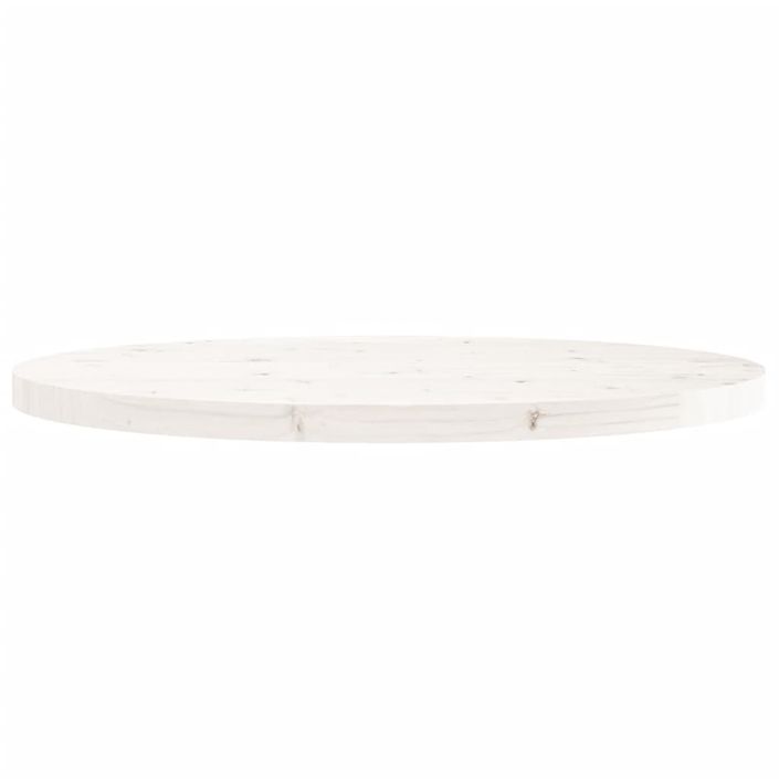 Dessus de table rond blanc Ø90x3 cm bois de pin massif - Photo n°4