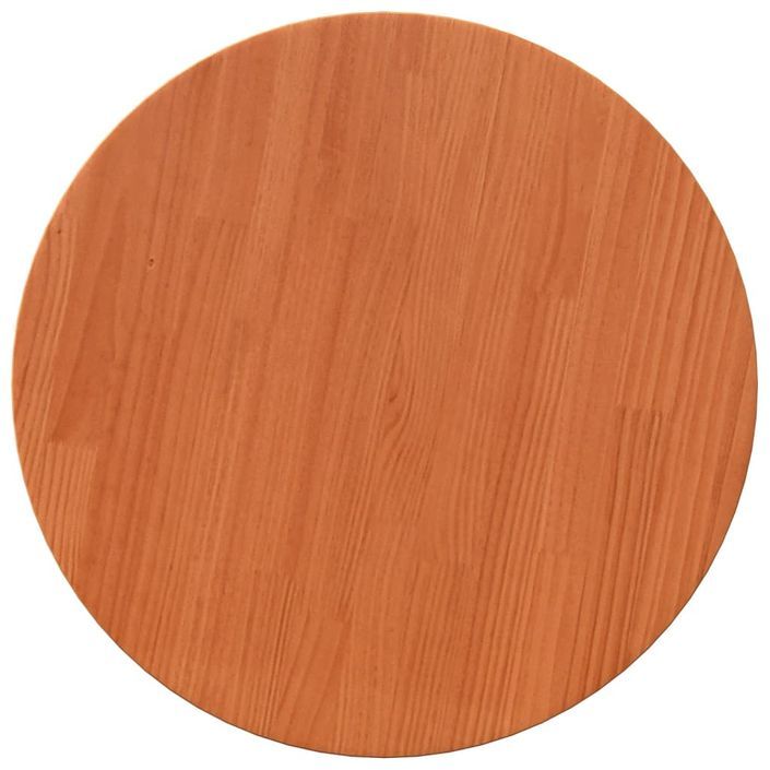 Dessus de table rond cire marron Ø50x2,5 cm bois de pin massif - Photo n°2