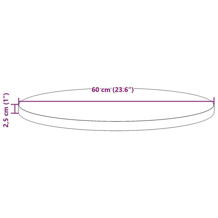 Dessus de table rond cire marron Ø60x2,5 cm bois de pin massif - Photo n°7