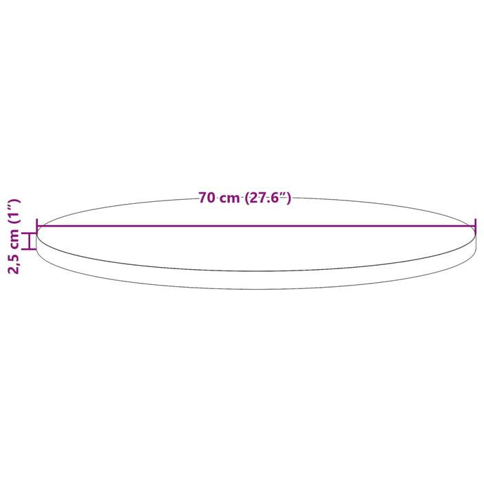 Dessus de table rond cire marron Ø70x2,5 cm bois de pin massif - Photo n°7