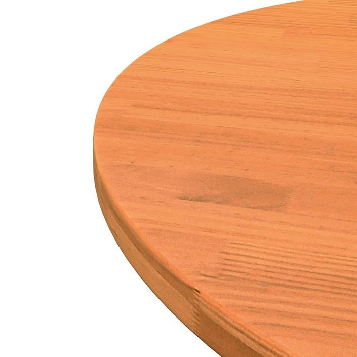 Dessus de table rond cire marron Ø80x2,5 cm bois de pin massif - Photo n°5