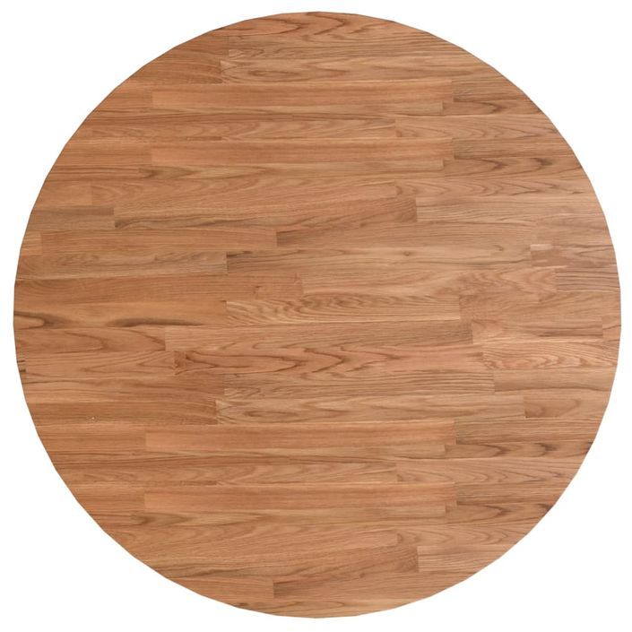 Dessus de table rond Marron clair Ø80x1,5 cm Bois chêne traité - Photo n°2