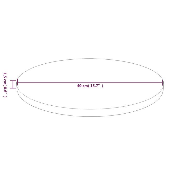 Dessus de table rond Marron foncé Ø40x1,5cm Chêne massif traité - Photo n°4