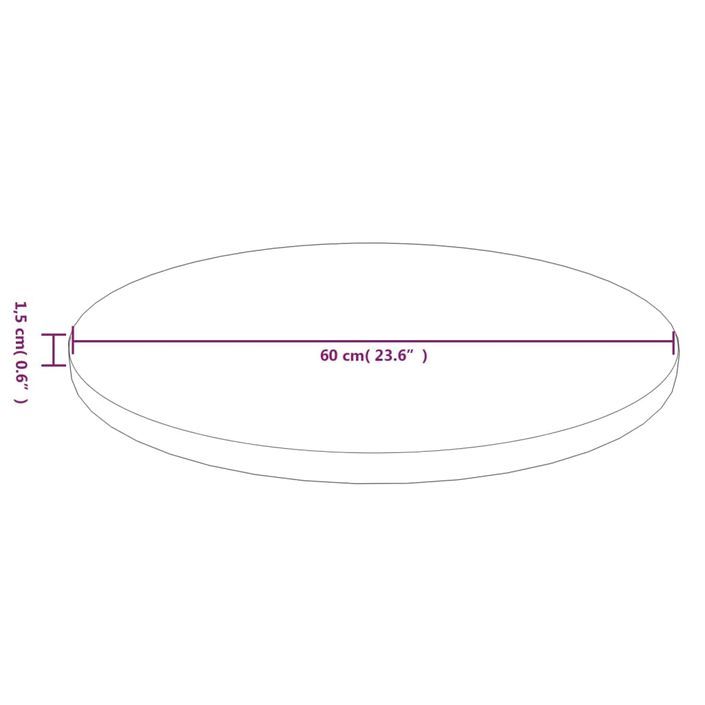 Dessus de table rond Marron foncé Ø60x1,5cm Chêne massif traité - Photo n°4