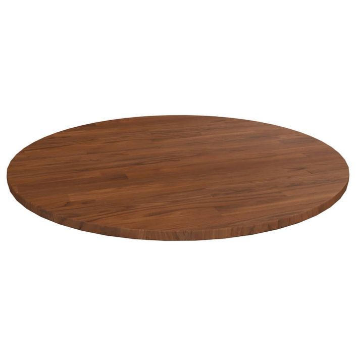 Dessus de table rond Marron foncé Ø80x1,5cm Chêne massif traité - Photo n°1