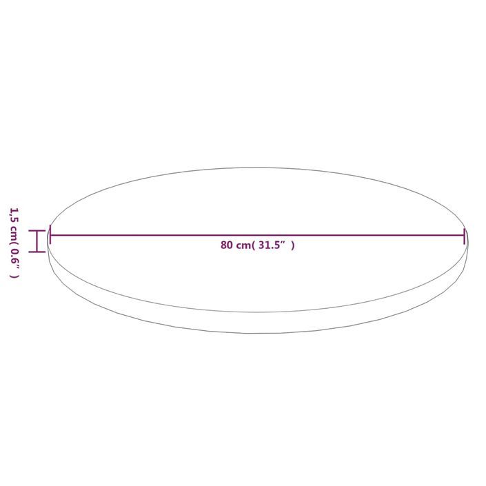 Dessus de table rond Marron foncé Ø80x1,5cm Chêne massif traité - Photo n°4