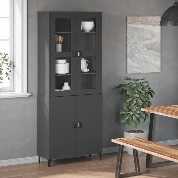 Dessus pour buffet VIKEN gris anthracite bois de pin solide - Photo n°3