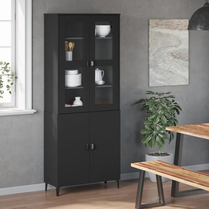 Dessus pour buffet VIKEN noir bois de pin solide - Photo n°3